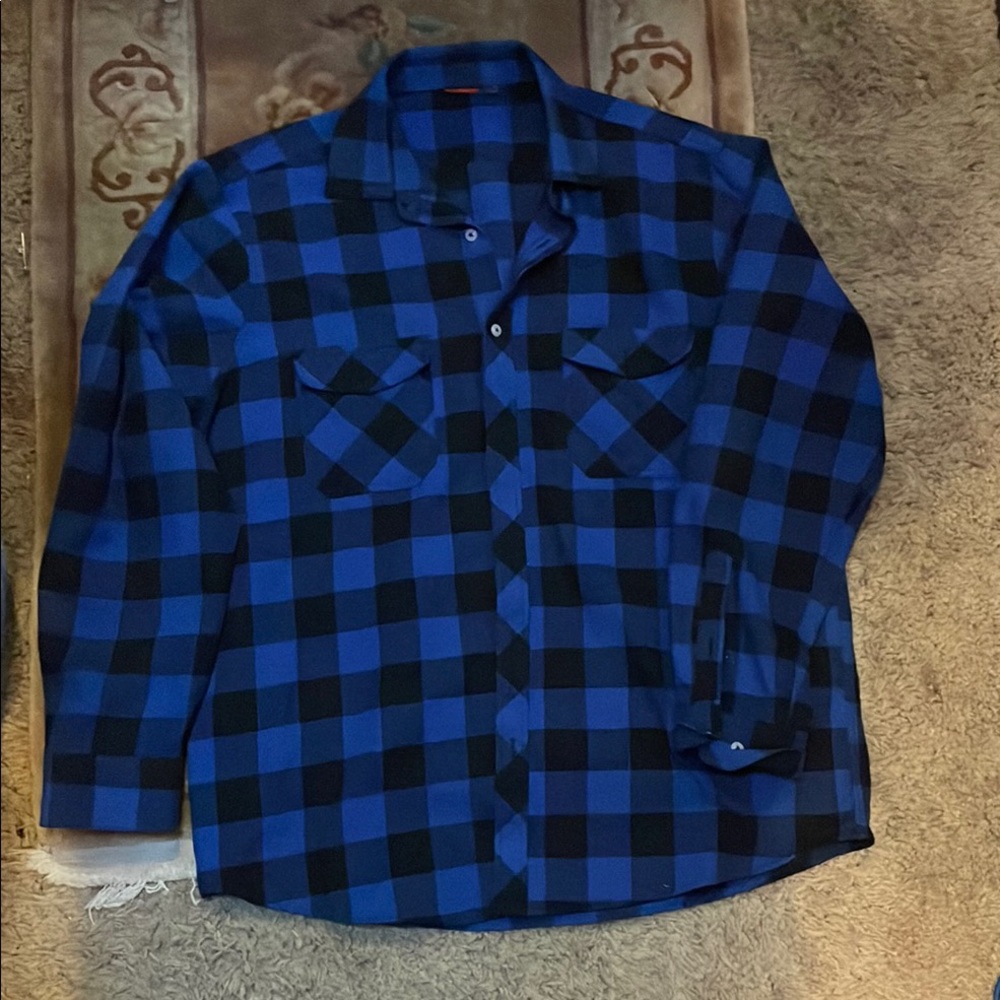 Classic Blue and Black Plaid Men's Shirt